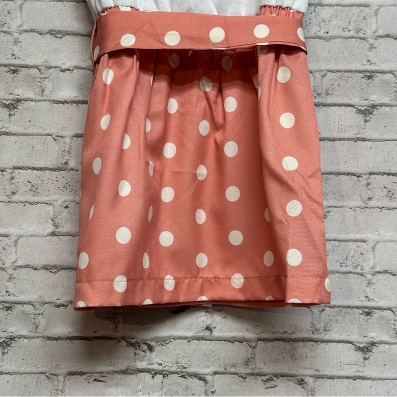 SHEIN Toddler Size 4Y Heart Polka Dot Dress Cap Sleeves Ruffles Belt Buttons - Picture 7 of 11